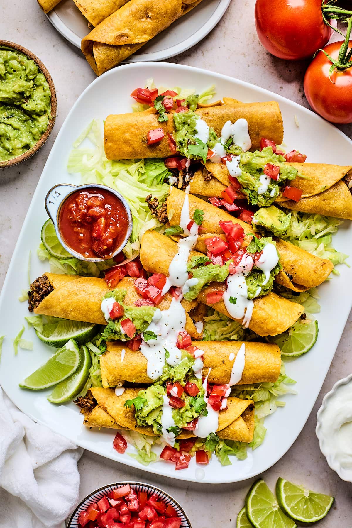 beef taquitos on platter. 