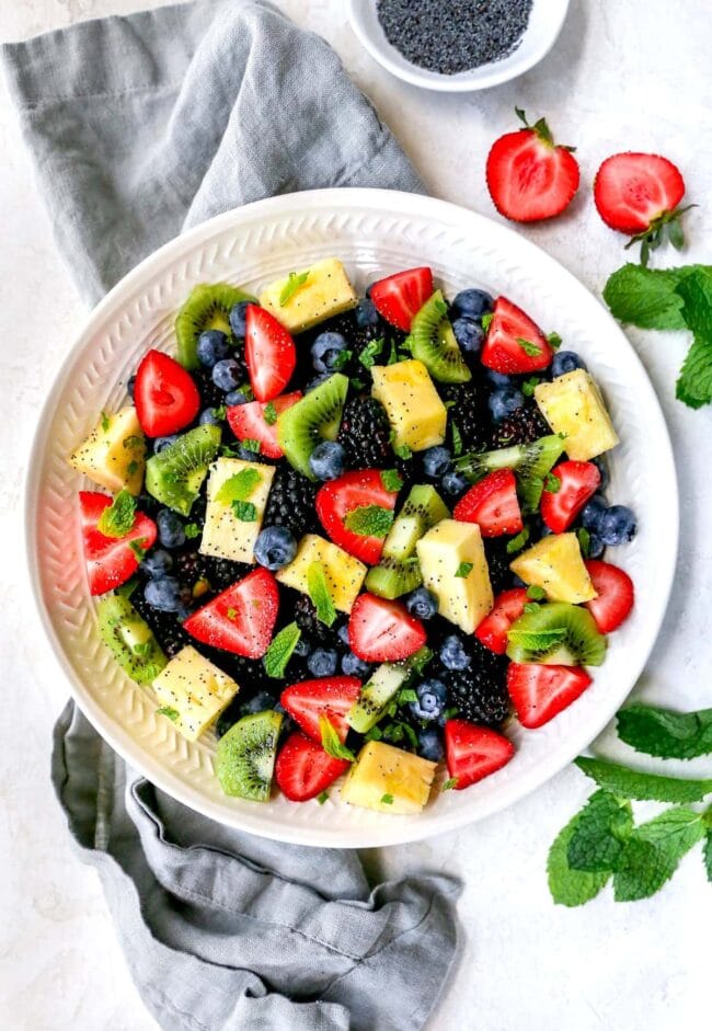 fruit salad in bowl. 