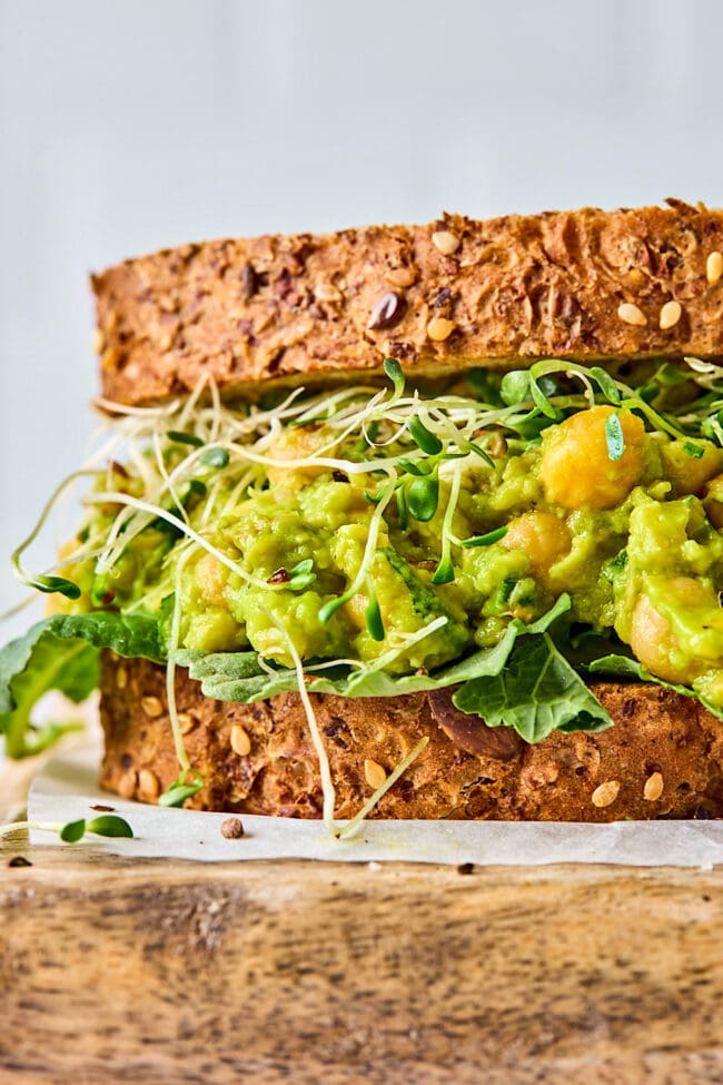 healthy smashed chickpea salad sandwich